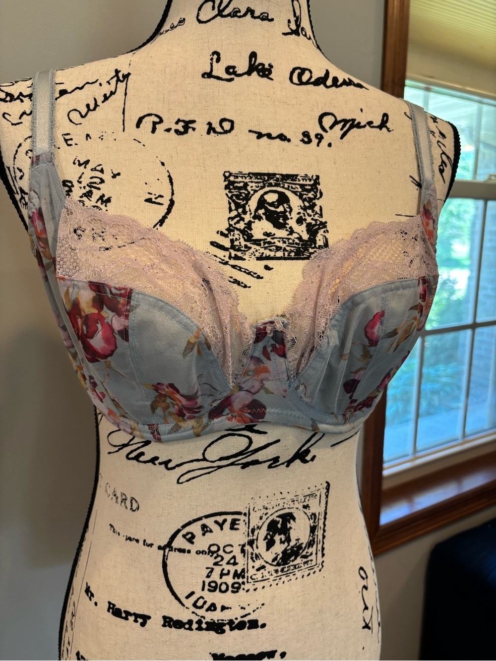 Panache Dusty Blue Floral Lace Balconette Bra